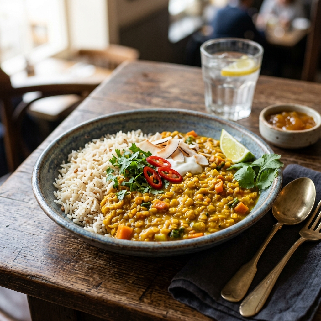 Curried Coconut Lentil & Rice Bowl