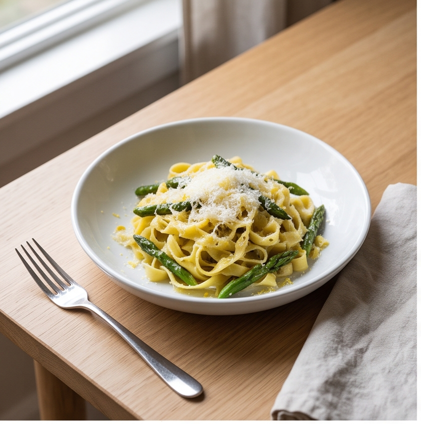 Roasted Asparagus & Lemon Zest Tagliatelle
