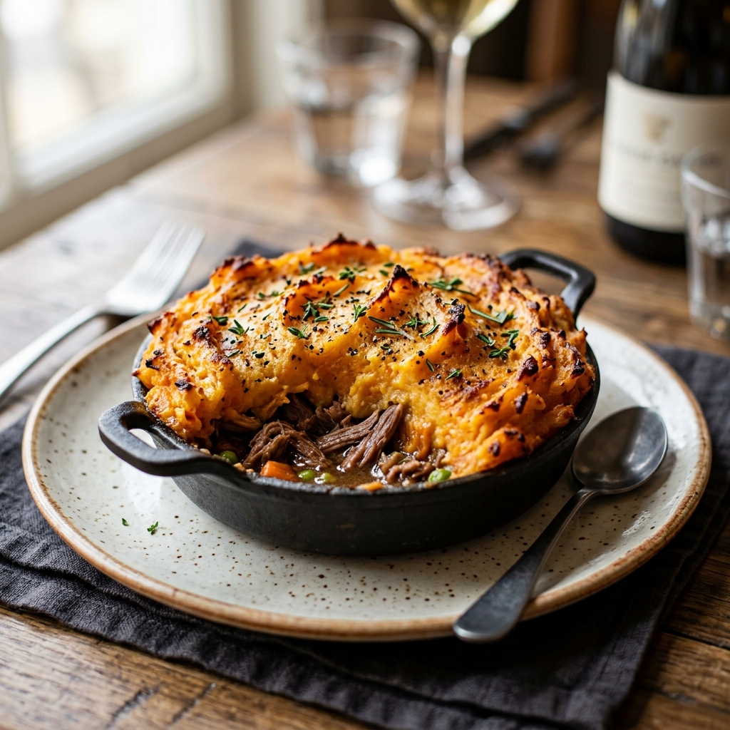 Spiced Duck Shepherd's Pie with Root Vegetable Mash