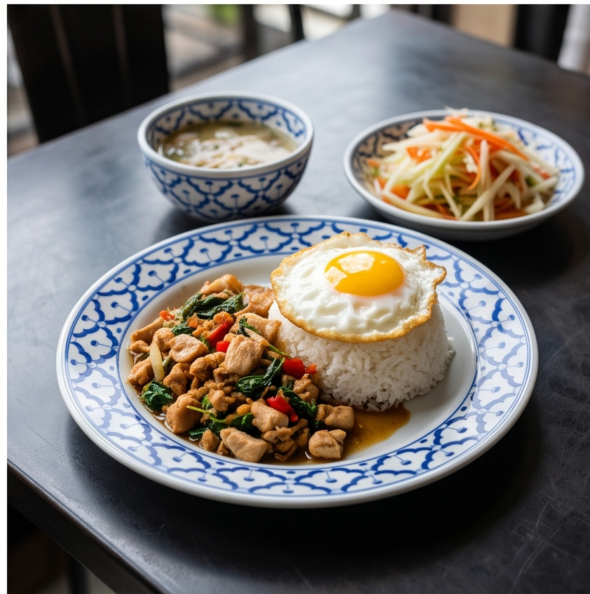 Thai Basil Chicken & Papaya Salad
